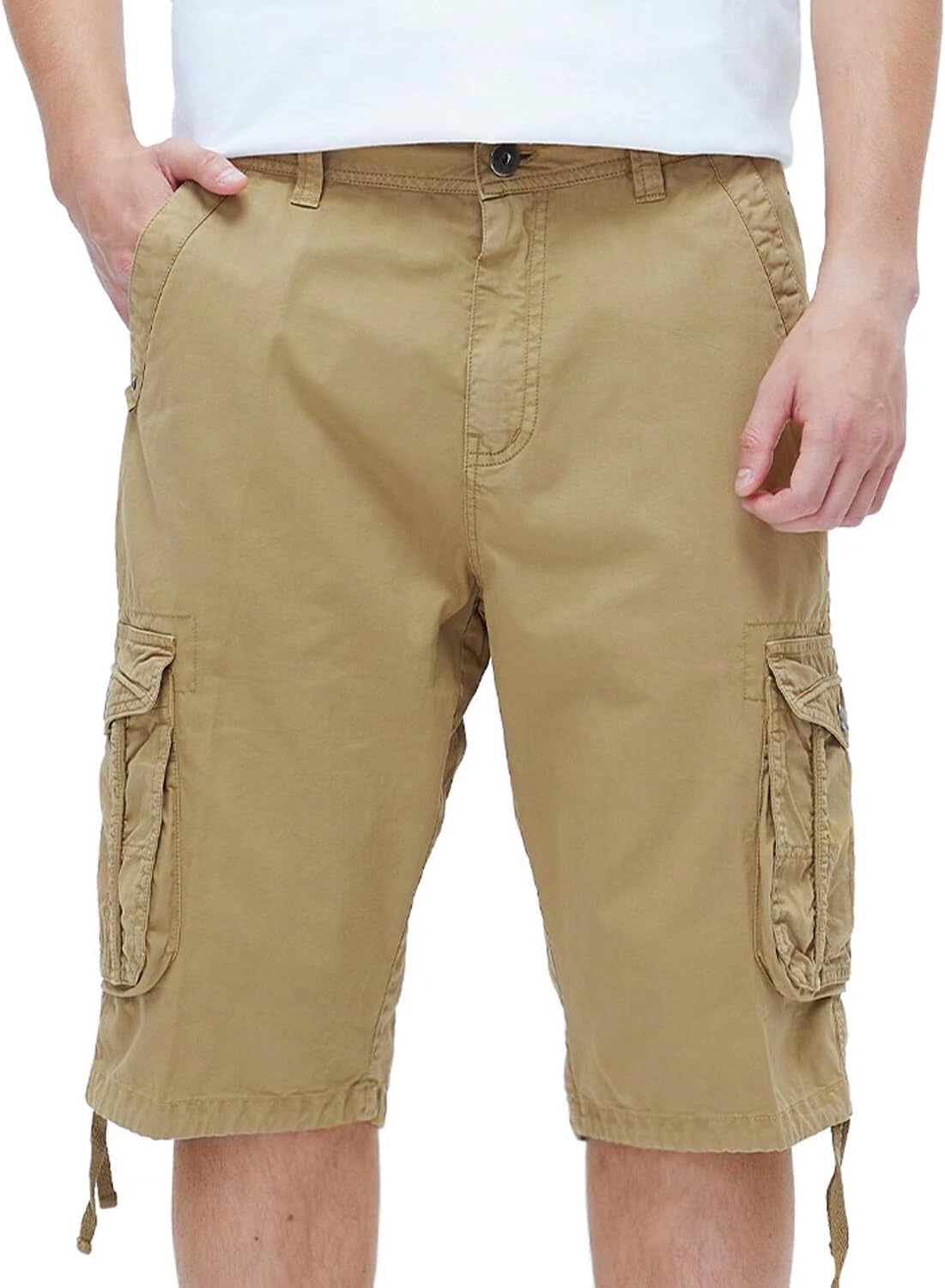 Men's Long Cargo Shorts Casual Below Knee Capri Shorts Relaxed Fit with Pockets - Picture 36 of 150