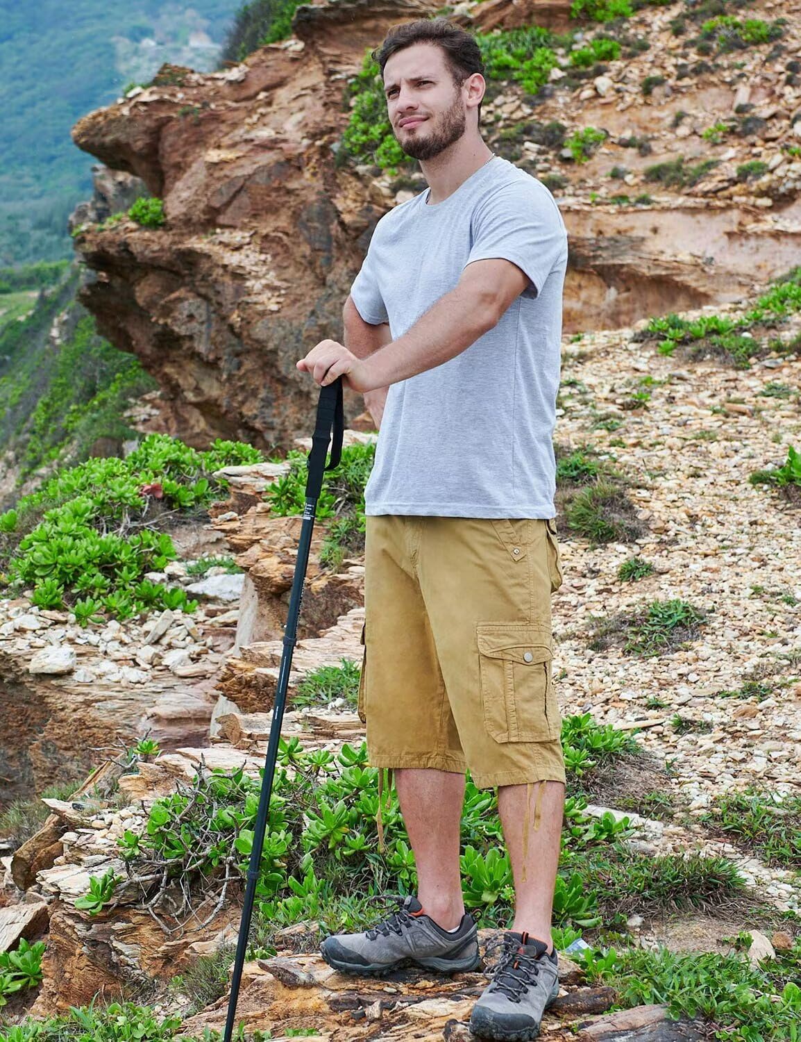 Men's Long Cargo Shorts Casual Below Knee Capri Shorts Relaxed Fit with Pockets - Picture 37 of 150
