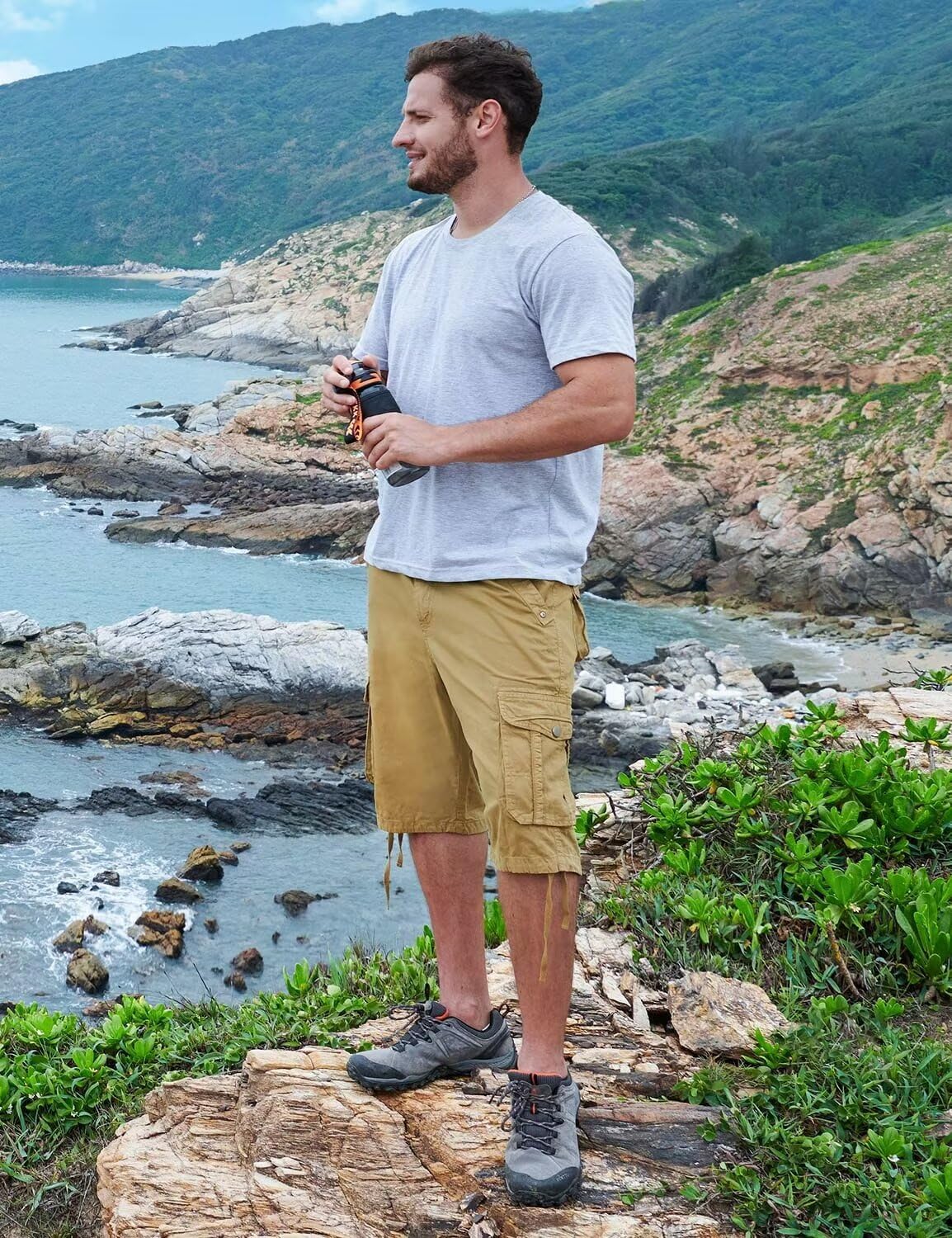 Men's Long Cargo Shorts Casual Below Knee Capri Shorts Relaxed Fit with Pockets - Picture 38 of 150