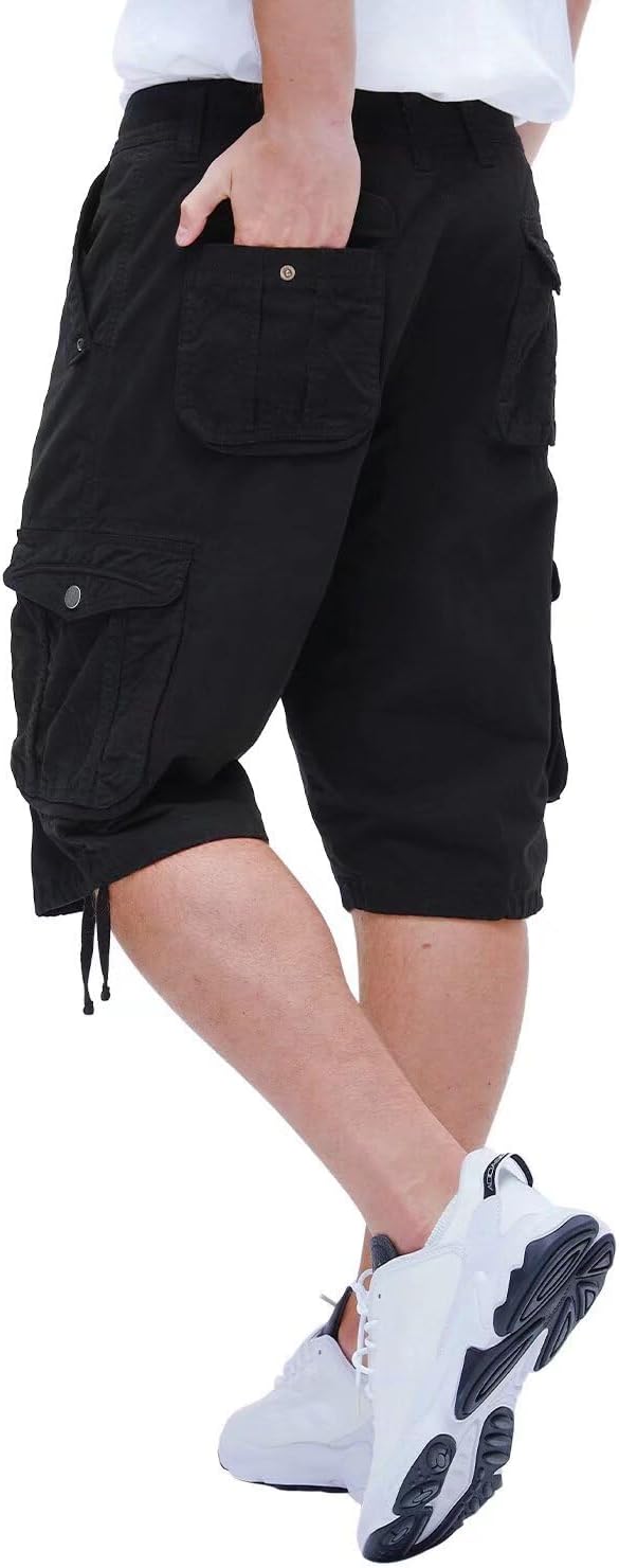 Men's Long Cargo Shorts Casual Below Knee Capri Shorts Relaxed Fit with Pockets - Picture 42 of 150