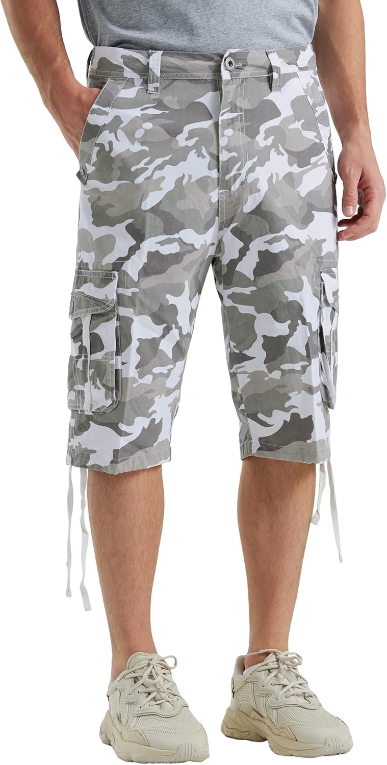 Men's Long Cargo Shorts Casual Below Knee Capri Shorts Relaxed Fit with Pockets - Picture 48 of 150