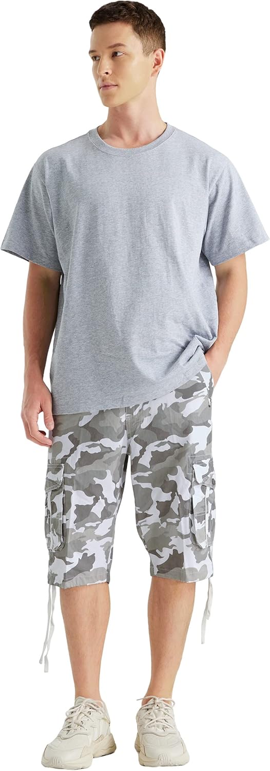 Men's Long Cargo Shorts Casual Below Knee Capri Shorts Relaxed Fit with Pockets - Picture 49 of 150