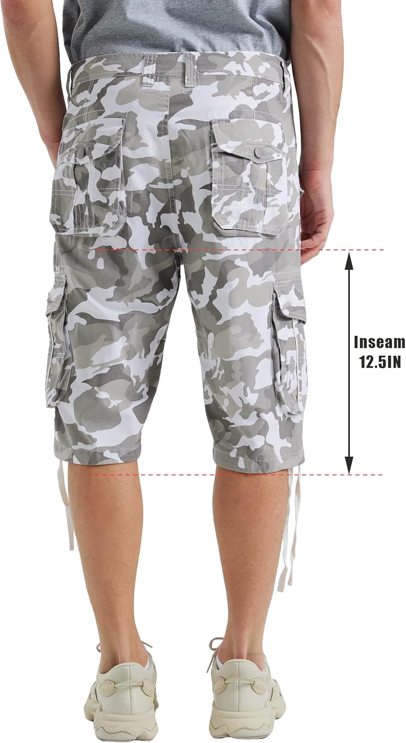Men's Long Cargo Shorts Casual Below Knee Capri Shorts Relaxed Fit with Pockets - Picture 50 of 150