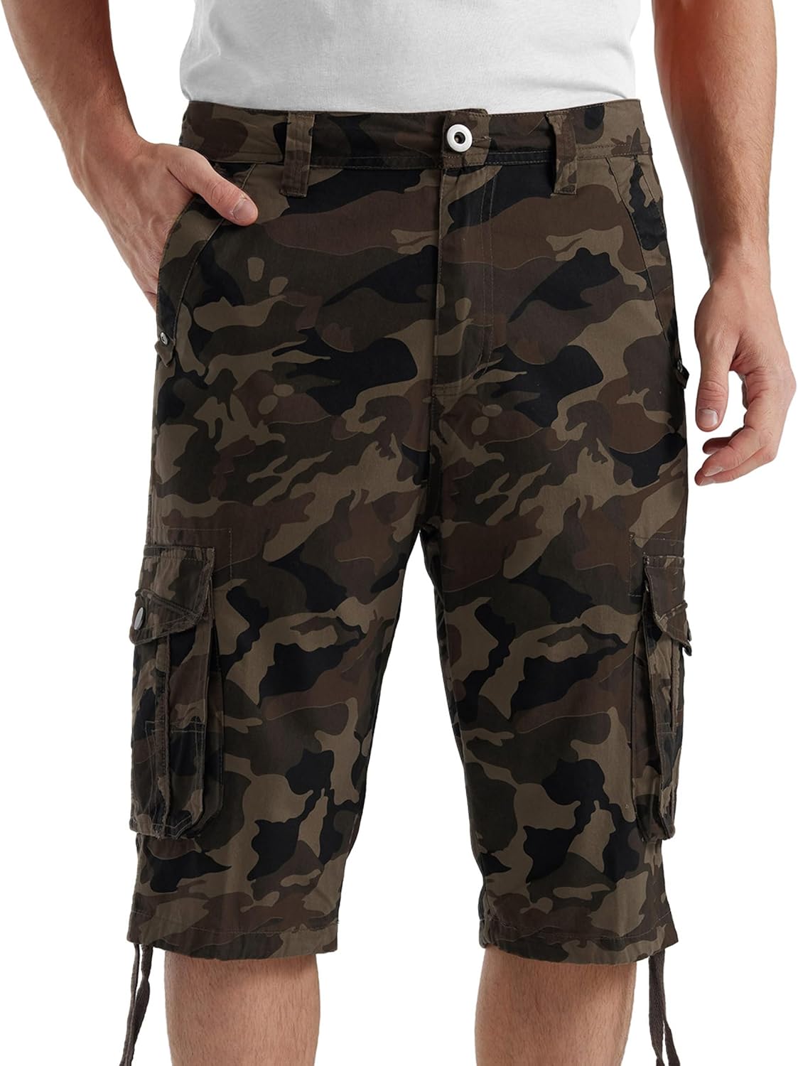Men's Long Cargo Shorts Casual Below Knee Capri Shorts Relaxed Fit with Pockets - Picture 55 of 150