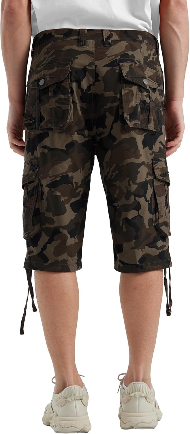 Men's Long Cargo Shorts Casual Below Knee Capri Shorts Relaxed Fit with Pockets - Picture 56 of 150