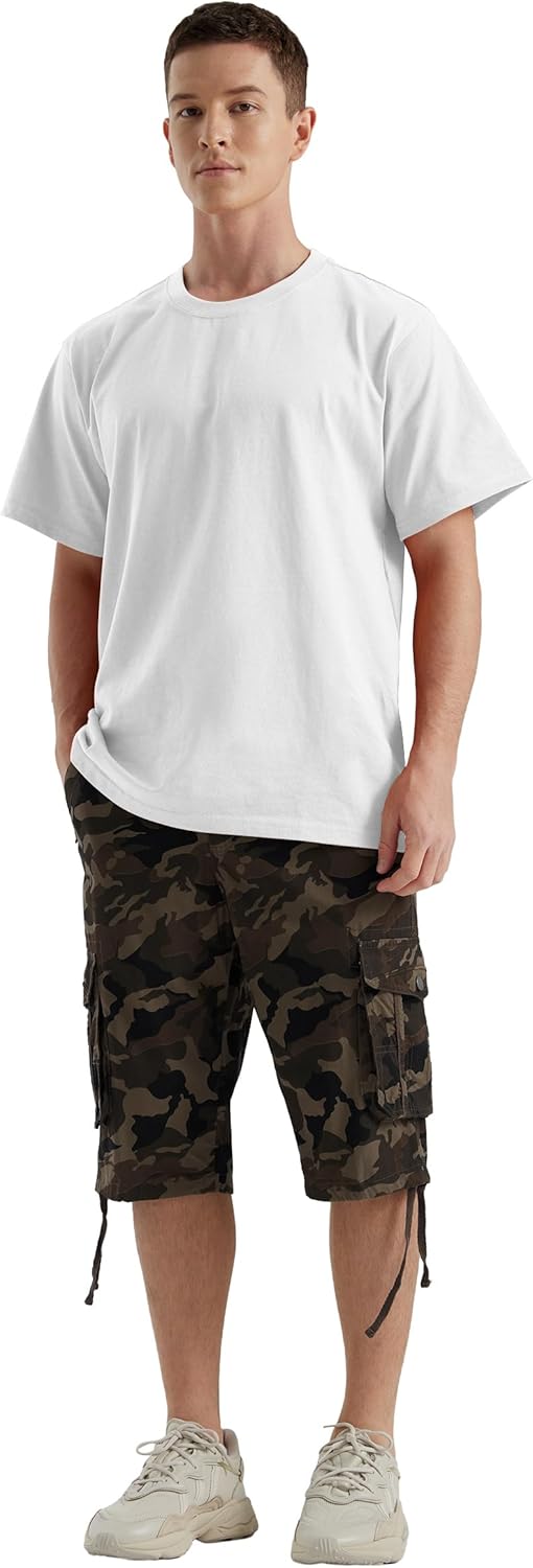 Men's Long Cargo Shorts Casual Below Knee Capri Shorts Relaxed Fit with Pockets - Picture 57 of 150
