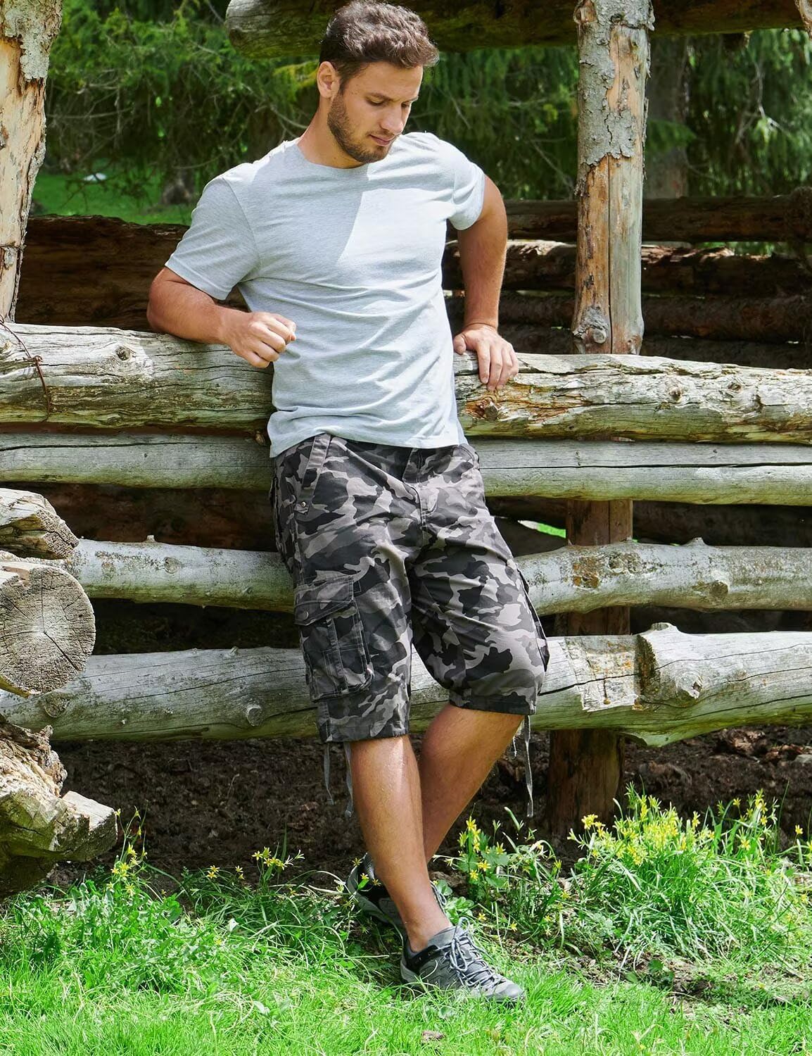 Men's Long Cargo Shorts Casual Below Knee Capri Shorts Relaxed Fit with Pockets - Picture 58 of 150