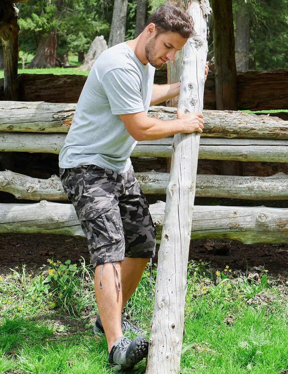 Men's Long Cargo Shorts Casual Below Knee Capri Shorts Relaxed Fit with Pockets - Picture 59 of 150