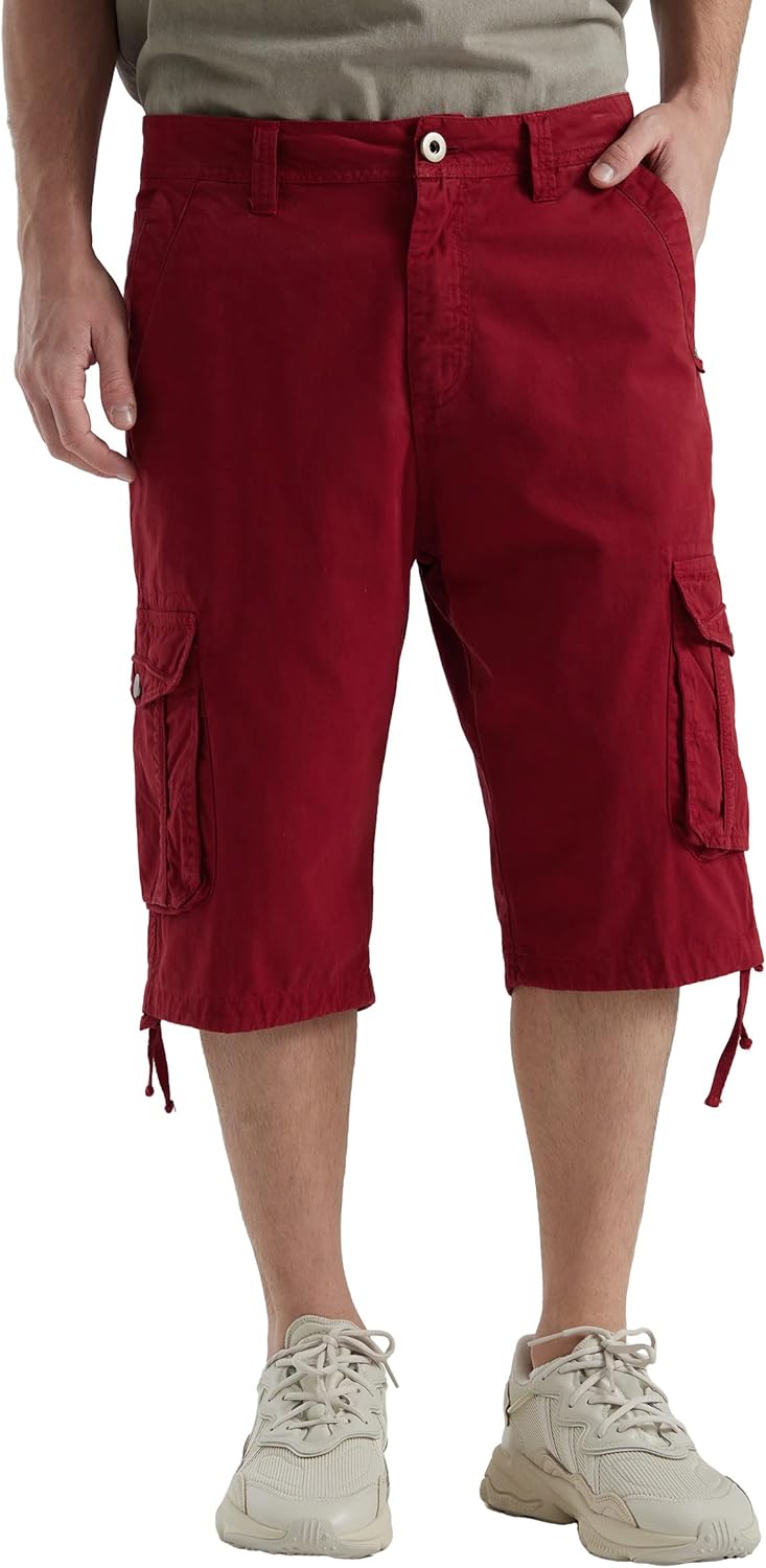 Men's Long Cargo Shorts Casual Below Knee Capri Shorts Relaxed Fit with Pockets - Picture 62 of 150