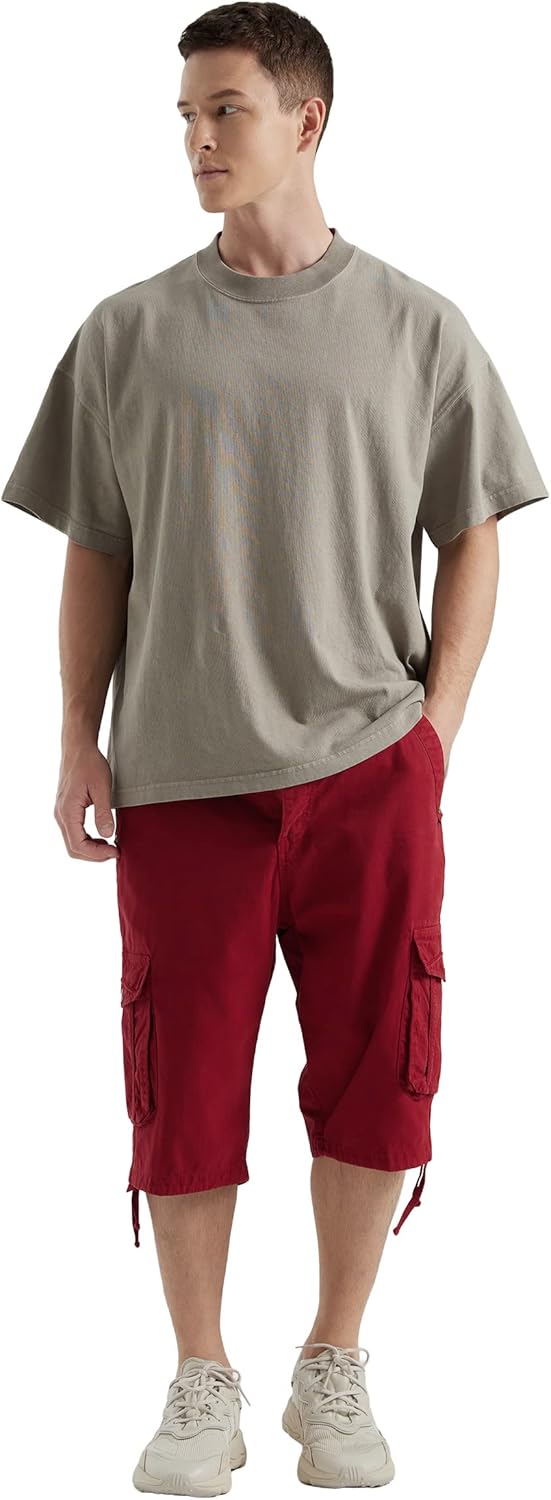 Men's Long Cargo Shorts Casual Below Knee Capri Shorts Relaxed Fit with Pockets - Picture 63 of 150