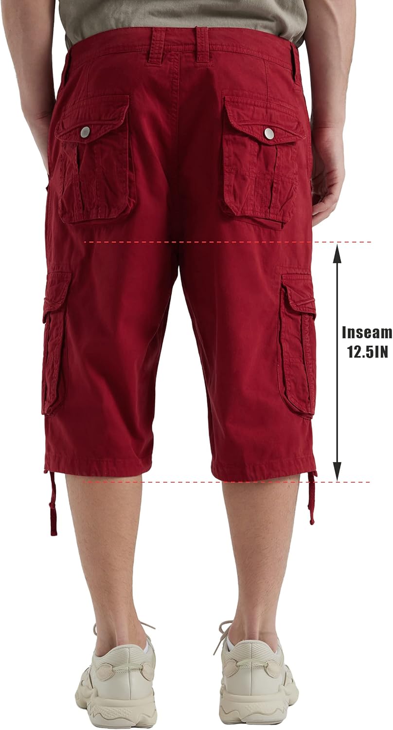 Men's Long Cargo Shorts Casual Below Knee Capri Shorts Relaxed Fit with Pockets - Picture 64 of 150