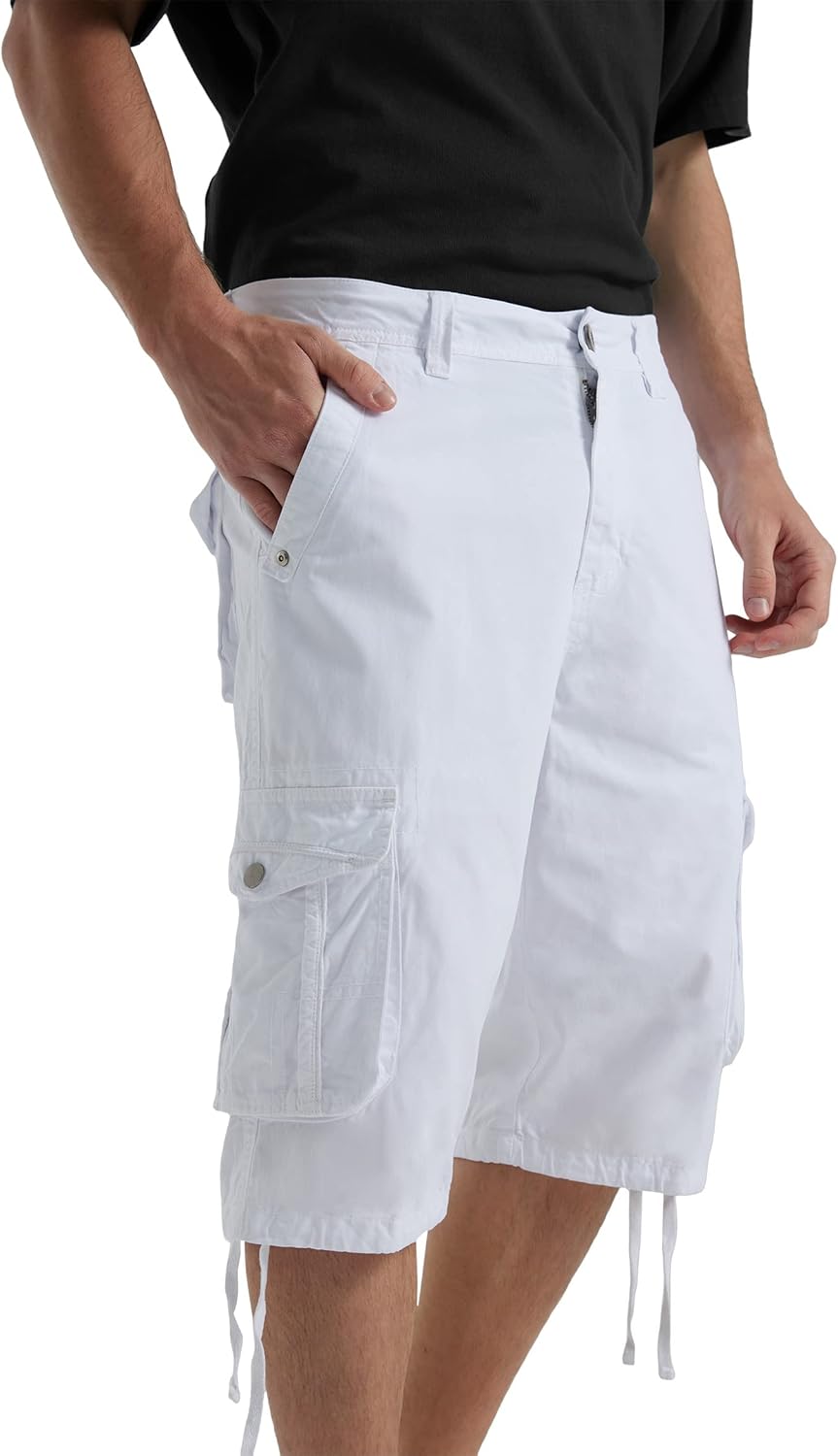 Men's Long Cargo Shorts Casual Below Knee Capri Shorts Relaxed Fit with Pockets - Picture 67 of 150