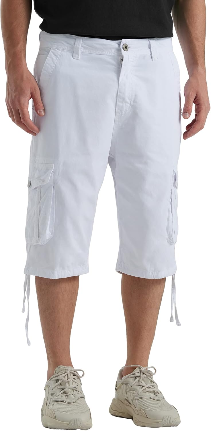 Men's Long Cargo Shorts Casual Below Knee Capri Shorts Relaxed Fit with Pockets - Picture 69 of 150