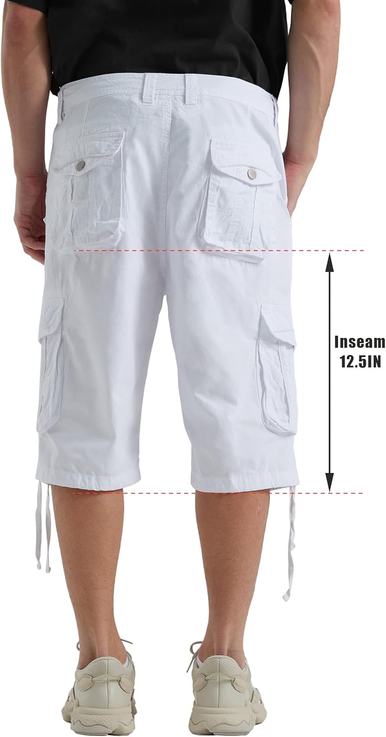 Men's Long Cargo Shorts Casual Below Knee Capri Shorts Relaxed Fit with Pockets - Picture 71 of 150
