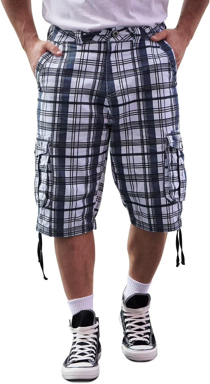 Men's Long Cargo Shorts Casual Below Knee Capri Shorts Relaxed Fit with Pockets - Picture 74 of 150