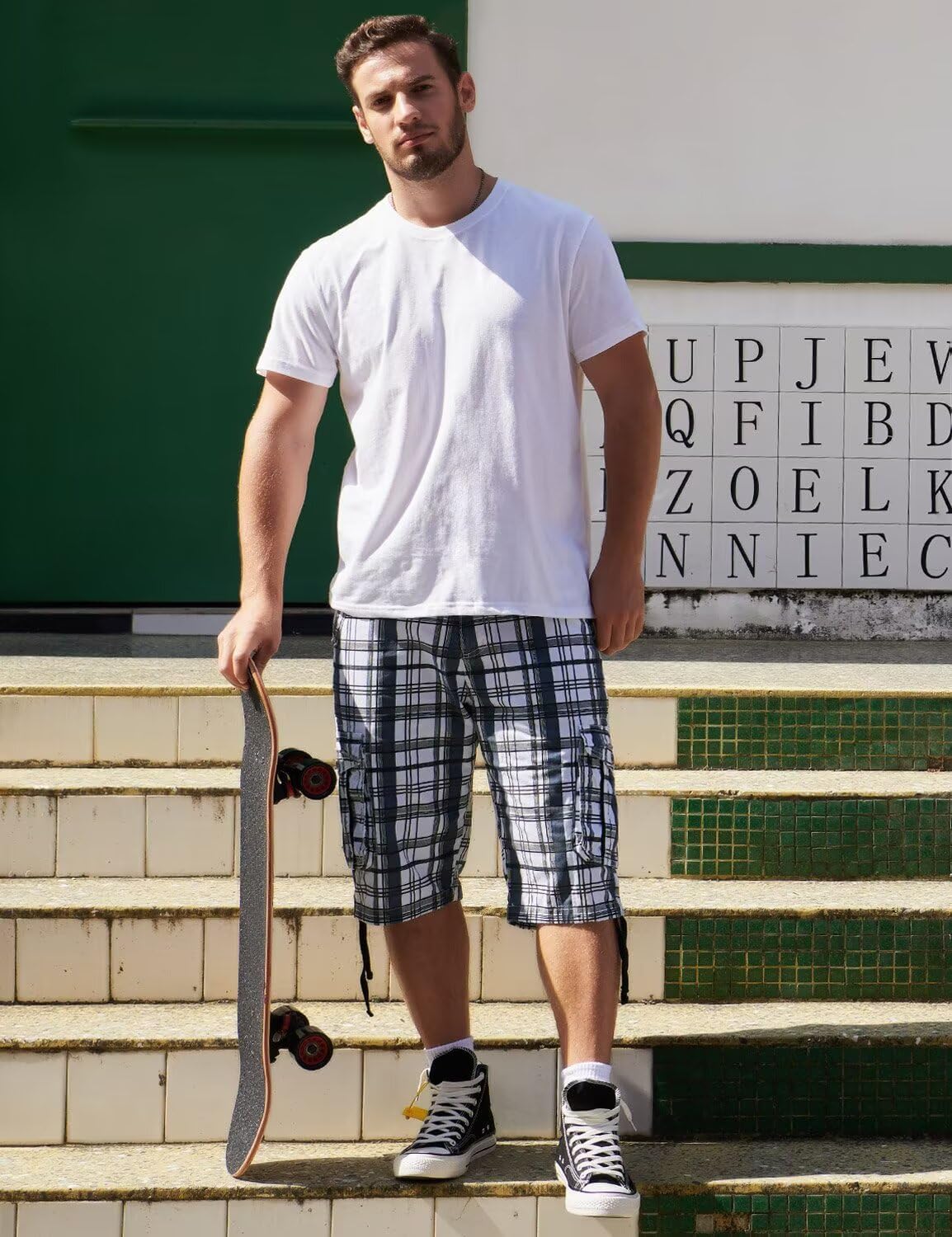 Men's Long Cargo Shorts Casual Below Knee Capri Shorts Relaxed Fit with Pockets - Picture 78 of 150