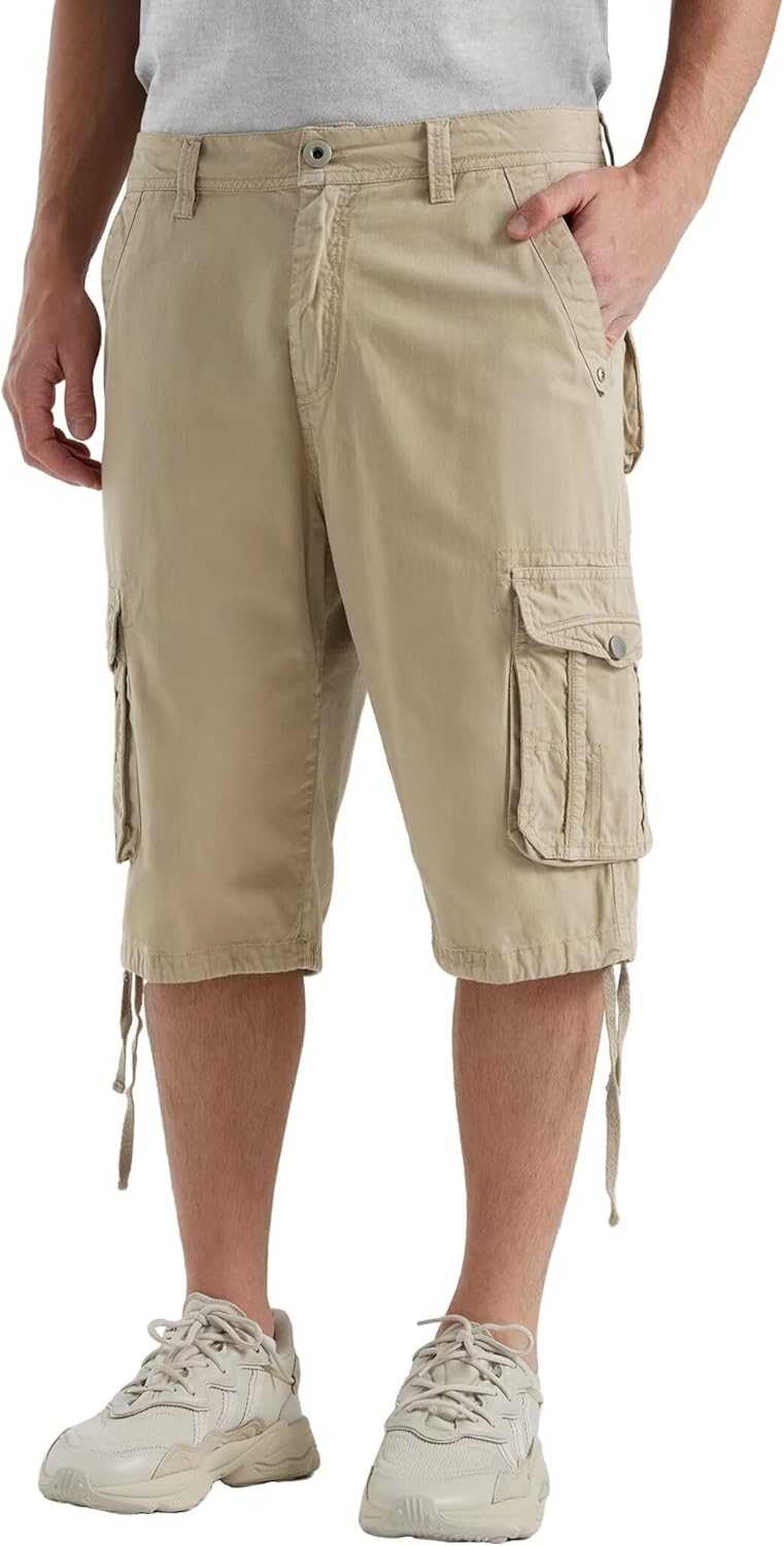 Men's Long Cargo Shorts Casual Below Knee Capri Shorts Relaxed Fit with Pockets - Picture 79 of 150