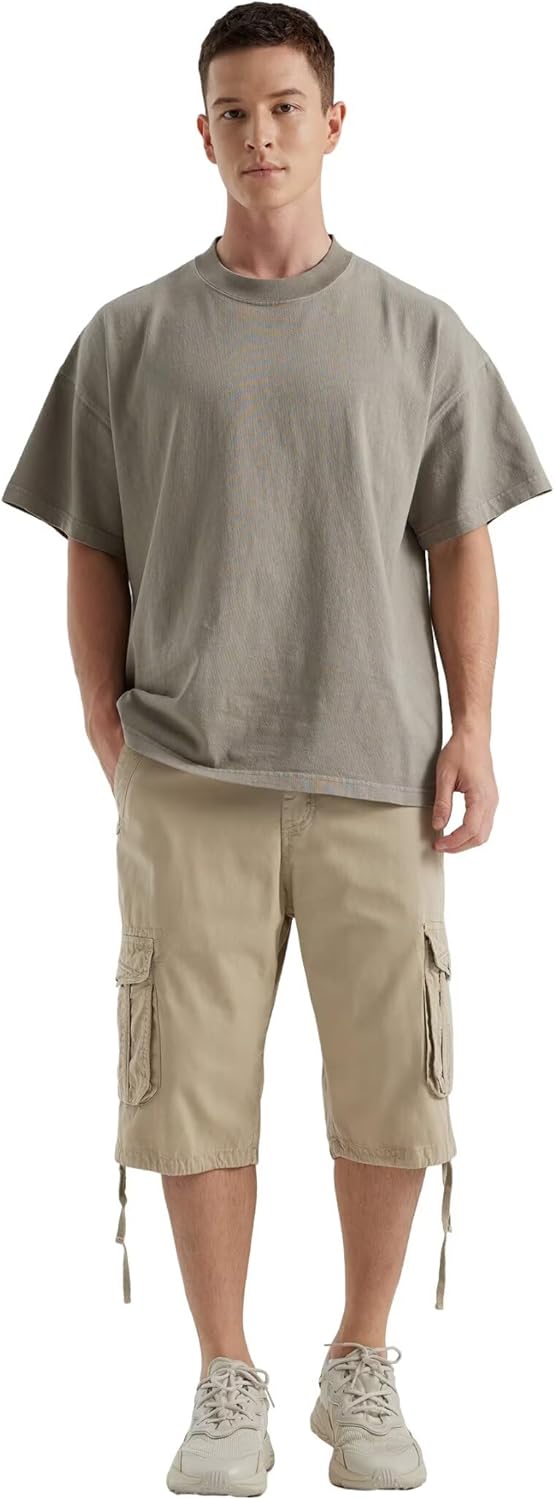 Men's Long Cargo Shorts Casual Below Knee Capri Shorts Relaxed Fit with Pockets - Picture 80 of 150