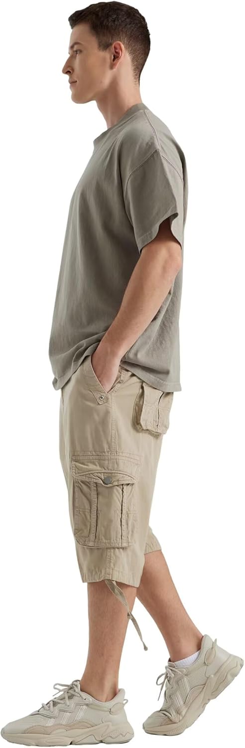Men's Long Cargo Shorts Casual Below Knee Capri Shorts Relaxed Fit with Pockets - Picture 83 of 150