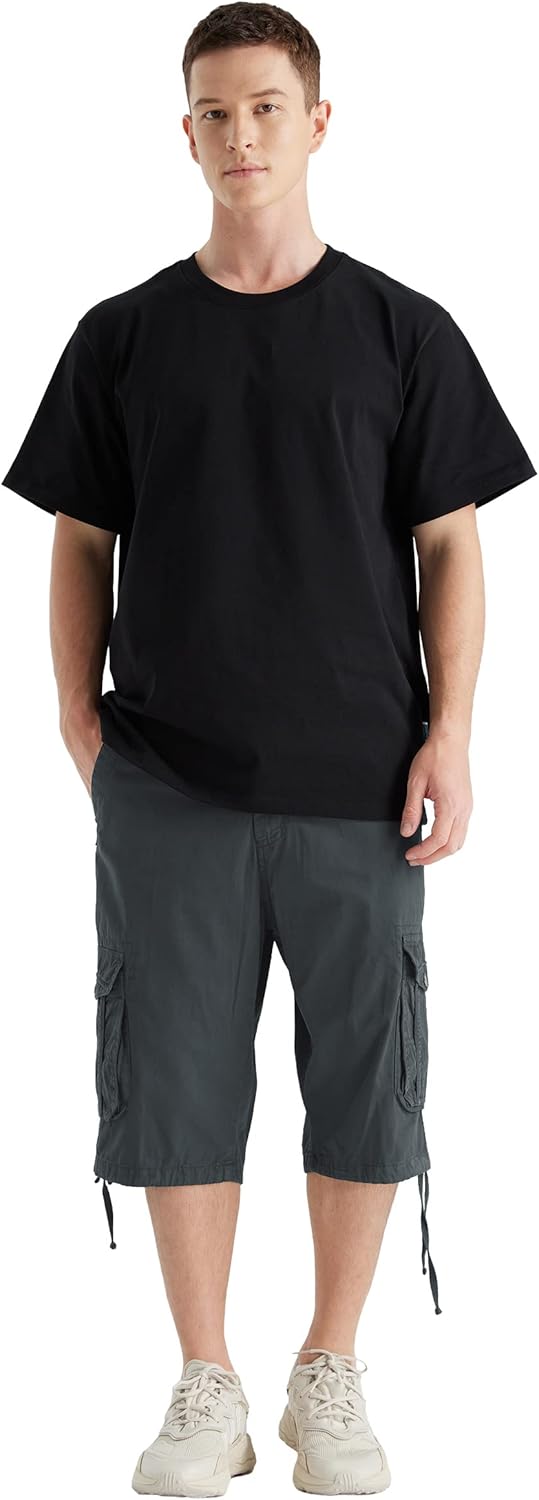 Men's Long Cargo Shorts Casual Below Knee Capri Shorts Relaxed Fit with Pockets - Picture 87 of 150