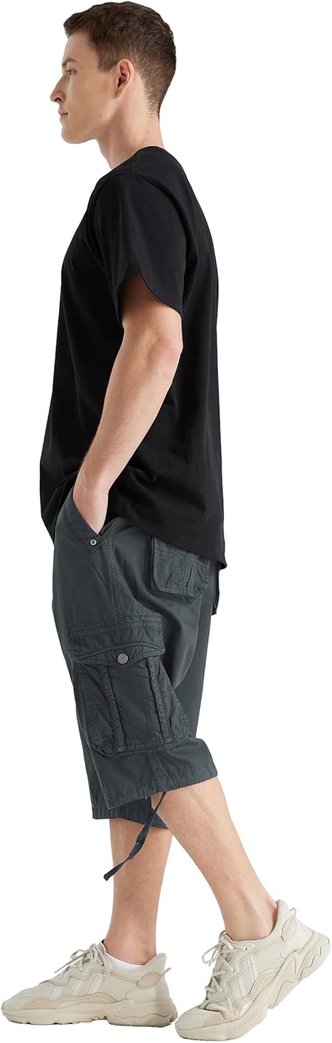 Men's Long Cargo Shorts Casual Below Knee Capri Shorts Relaxed Fit with Pockets - Picture 88 of 150