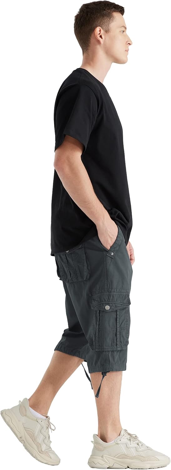 Men's Long Cargo Shorts Casual Below Knee Capri Shorts Relaxed Fit with Pockets - Picture 89 of 150
