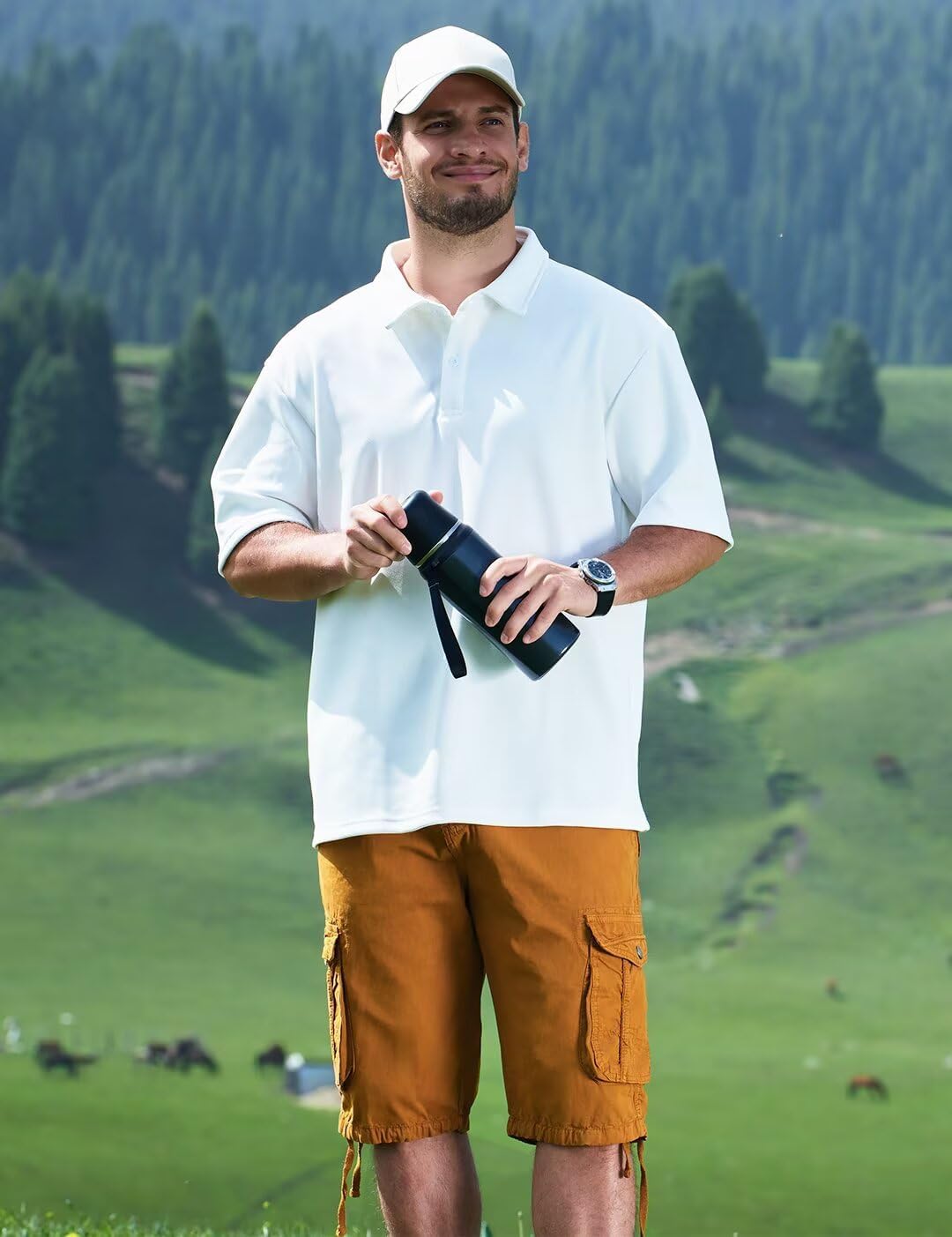 Men's Long Cargo Shorts Casual Below Knee Capri Shorts Relaxed Fit with Pockets - Picture 95 of 150