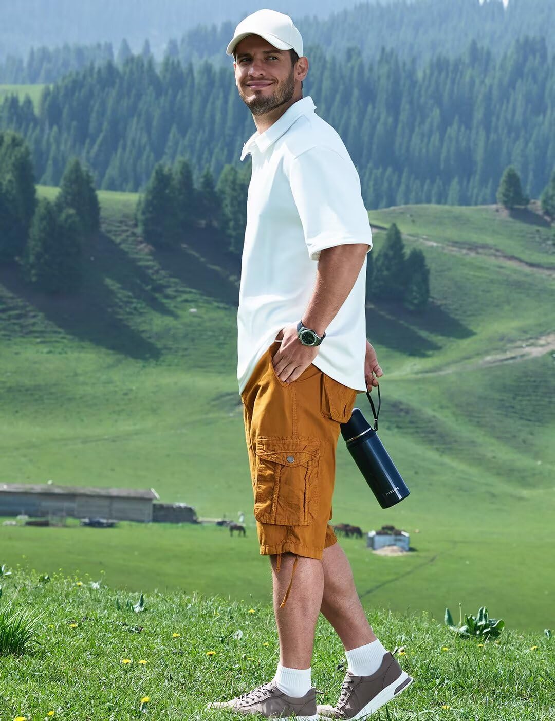 Men's Long Cargo Shorts Casual Below Knee Capri Shorts Relaxed Fit with Pockets - Picture 96 of 150