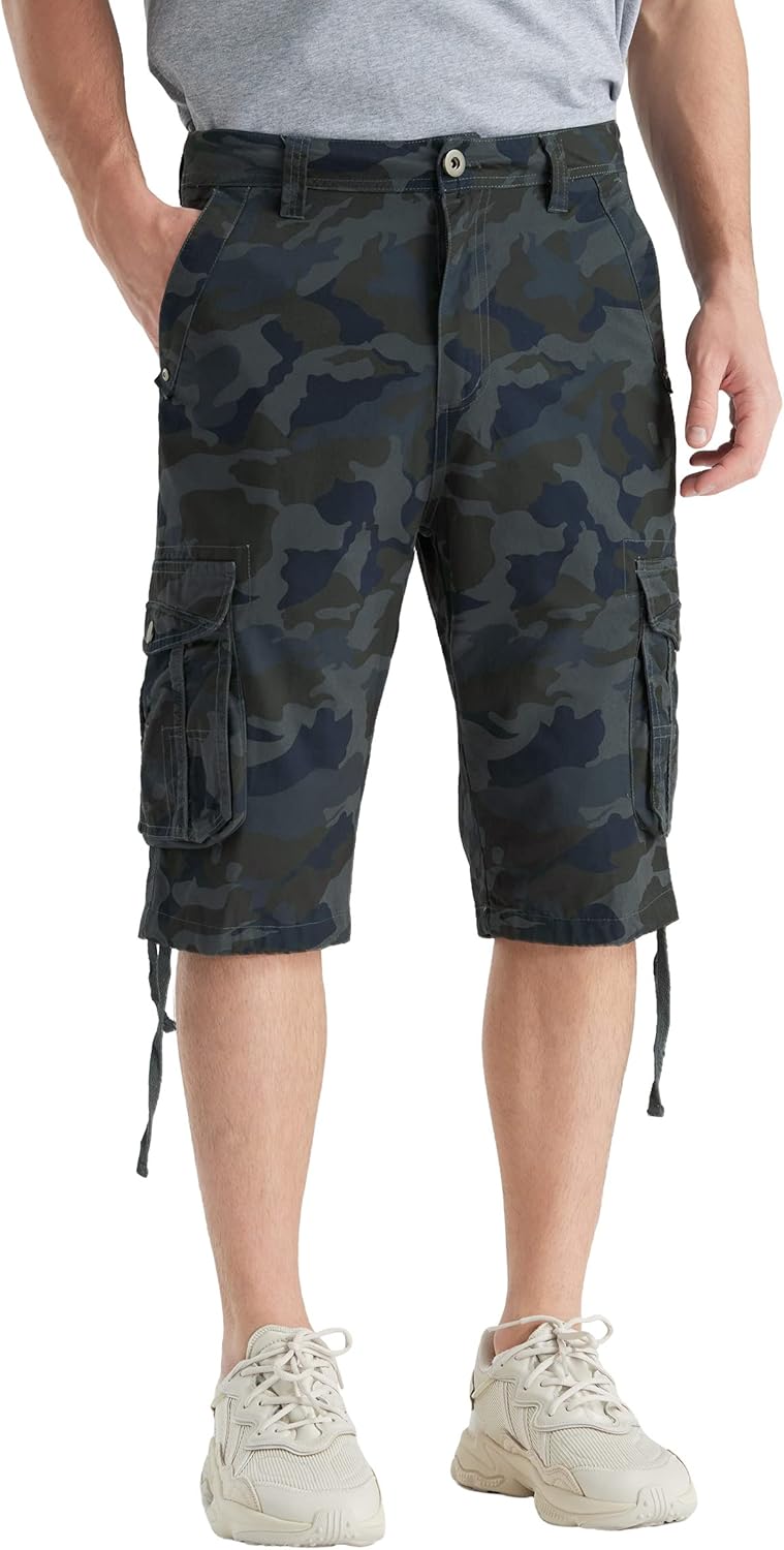 Men's Long Cargo Shorts Casual Below Knee Capri Shorts Relaxed Fit with Pockets - Picture 98 of 150