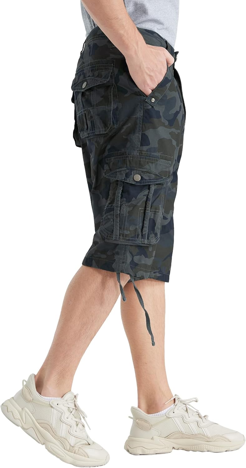 Men's Long Cargo Shorts Casual Below Knee Capri Shorts Relaxed Fit with Pockets - Picture 99 of 150
