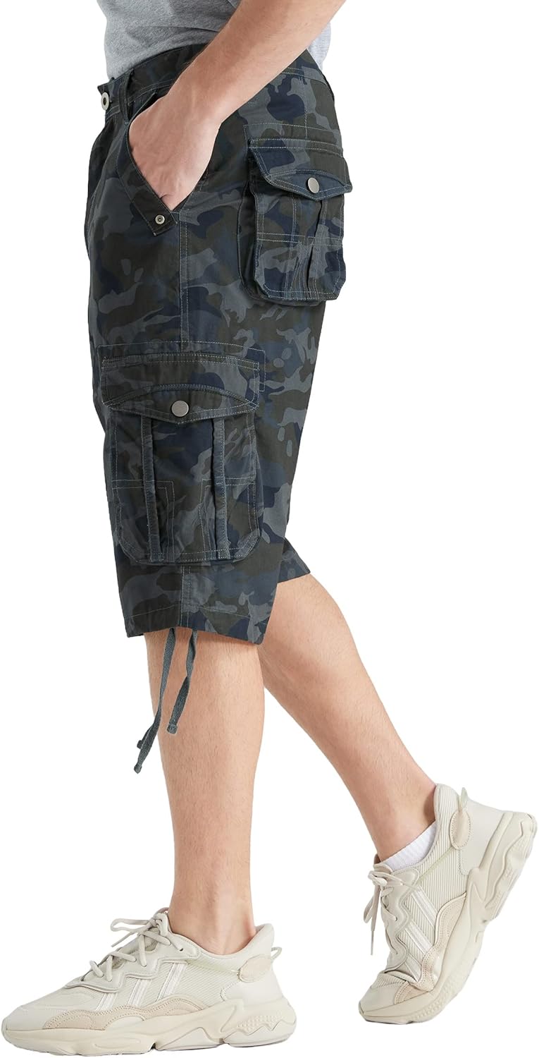 Men's Long Cargo Shorts Casual Below Knee Capri Shorts Relaxed Fit with Pockets - Picture 100 of 150