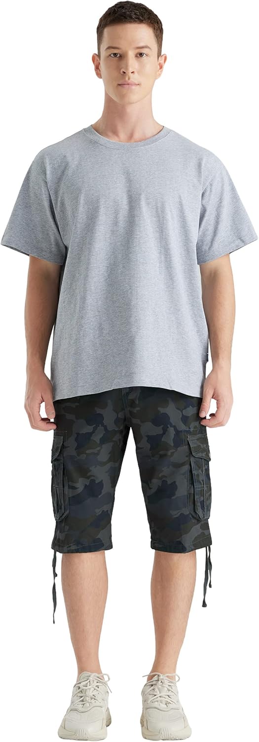 Men's Long Cargo Shorts Casual Below Knee Capri Shorts Relaxed Fit with Pockets - Picture 101 of 150