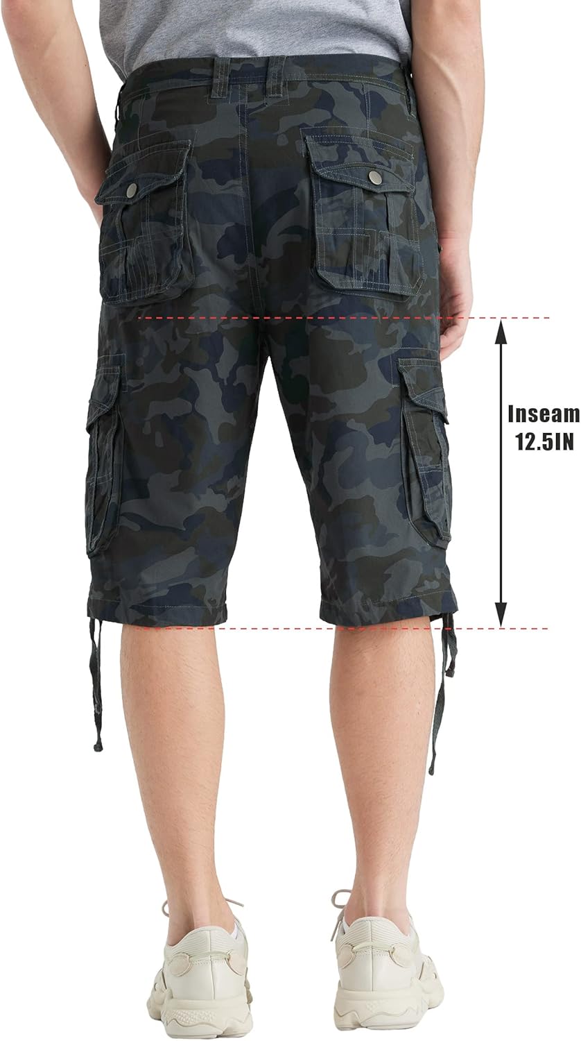 Men's Long Cargo Shorts Casual Below Knee Capri Shorts Relaxed Fit with Pockets - Picture 102 of 150