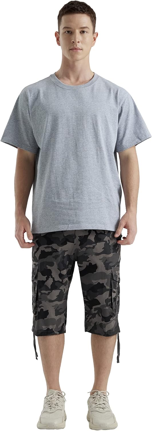 Men's Long Cargo Shorts Casual Below Knee Capri Shorts Relaxed Fit with Pockets - Picture 108 of 150