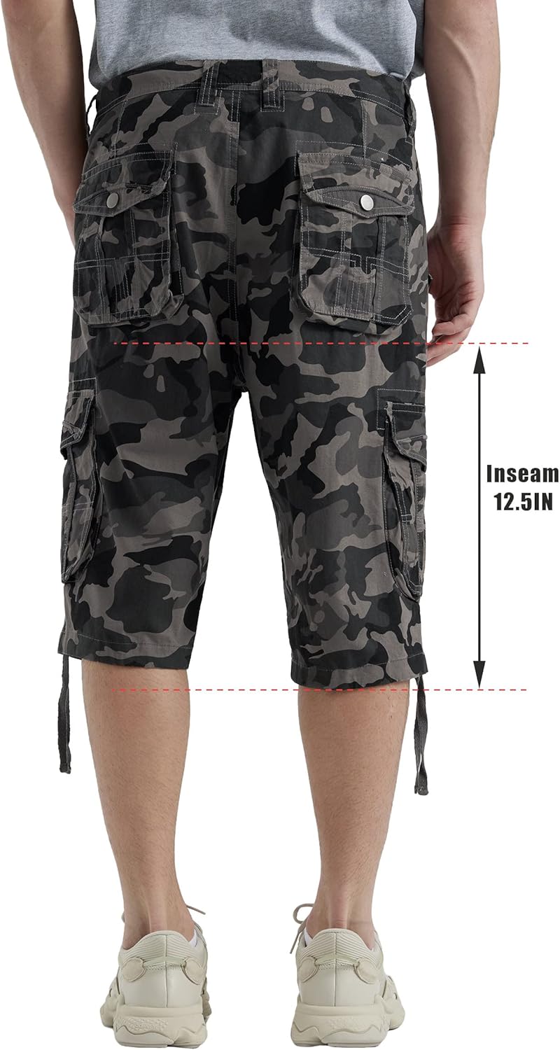 Men's Long Cargo Shorts Casual Below Knee Capri Shorts Relaxed Fit with Pockets - Picture 109 of 150