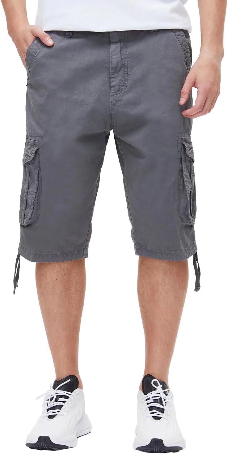 Men's Long Cargo Shorts Casual Below Knee Capri Shorts Relaxed Fit with Pockets - Picture 113 of 150