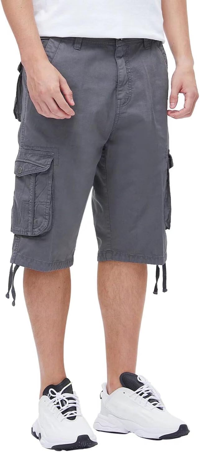 Men's Long Cargo Shorts Casual Below Knee Capri Shorts Relaxed Fit with Pockets - Picture 114 of 150