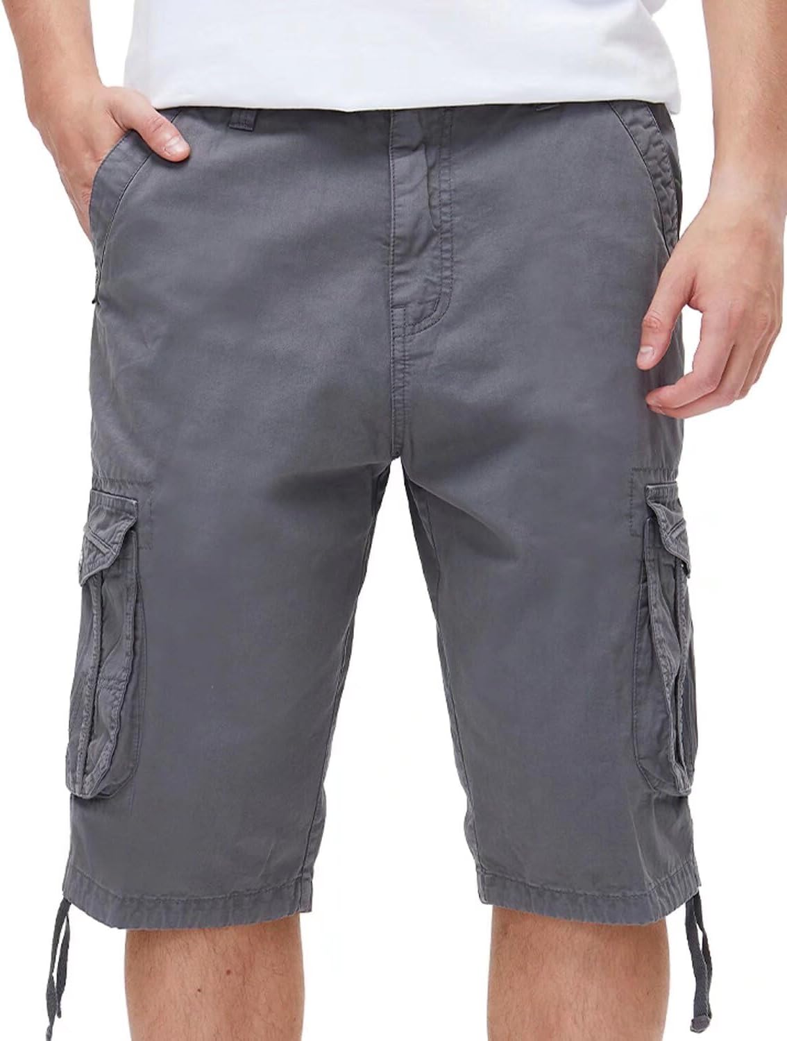 Men's Long Cargo Shorts Casual Below Knee Capri Shorts Relaxed Fit with Pockets - Picture 116 of 150