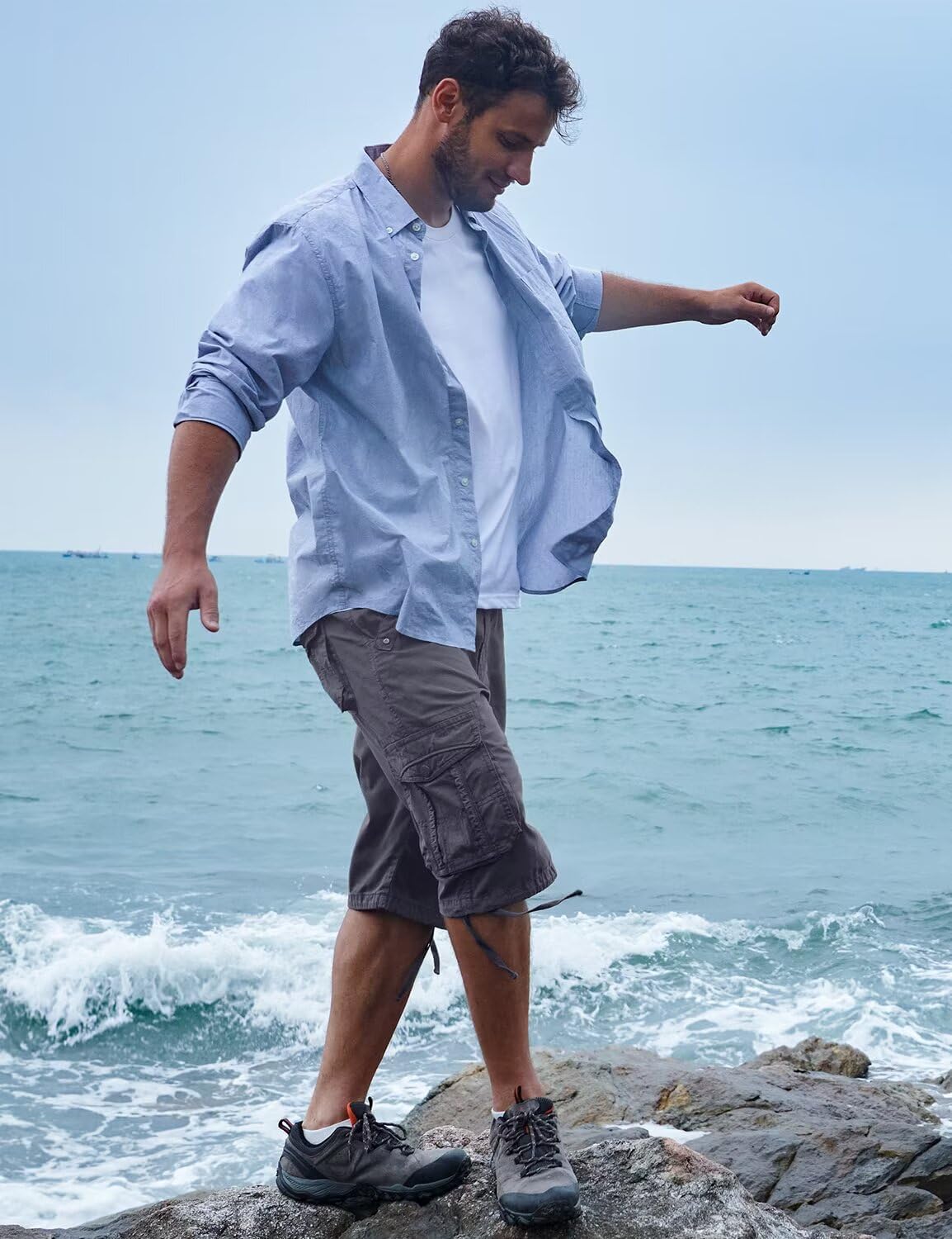 Men's Long Cargo Shorts Casual Below Knee Capri Shorts Relaxed Fit with Pockets - Picture 117 of 150