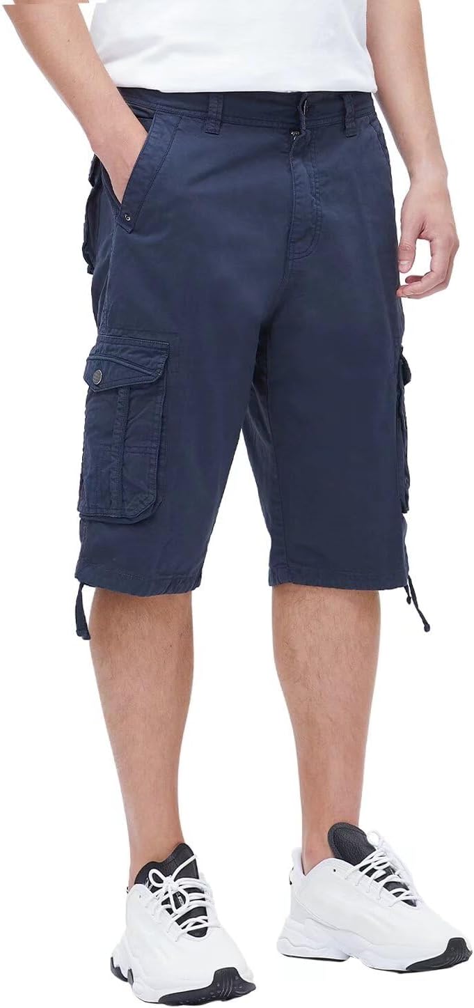 Men's Long Cargo Shorts Casual Below Knee Capri Shorts Relaxed Fit with Pockets - Picture 121 of 150