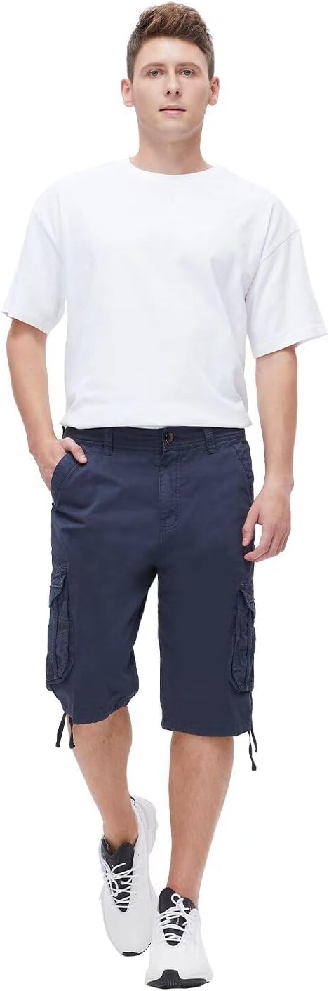 Men's Long Cargo Shorts Casual Below Knee Capri Shorts Relaxed Fit with Pockets - Picture 123 of 150