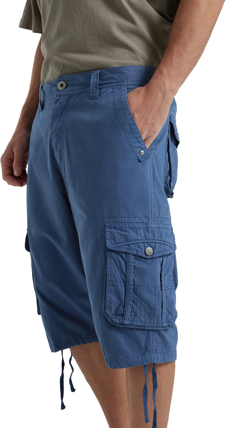 Men's Long Cargo Shorts Casual Below Knee Capri Shorts Relaxed Fit with Pockets - Picture 127 of 150