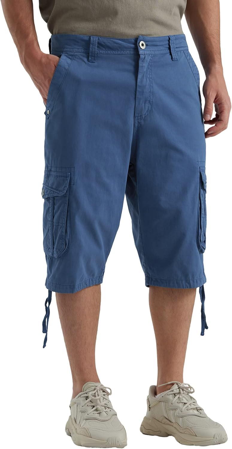 Men's Long Cargo Shorts Casual Below Knee Capri Shorts Relaxed Fit with Pockets - Picture 128 of 150