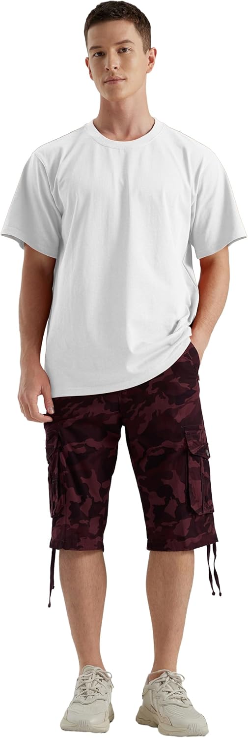 Men's Long Cargo Shorts Casual Below Knee Capri Shorts Relaxed Fit with Pockets - Picture 137 of 150
