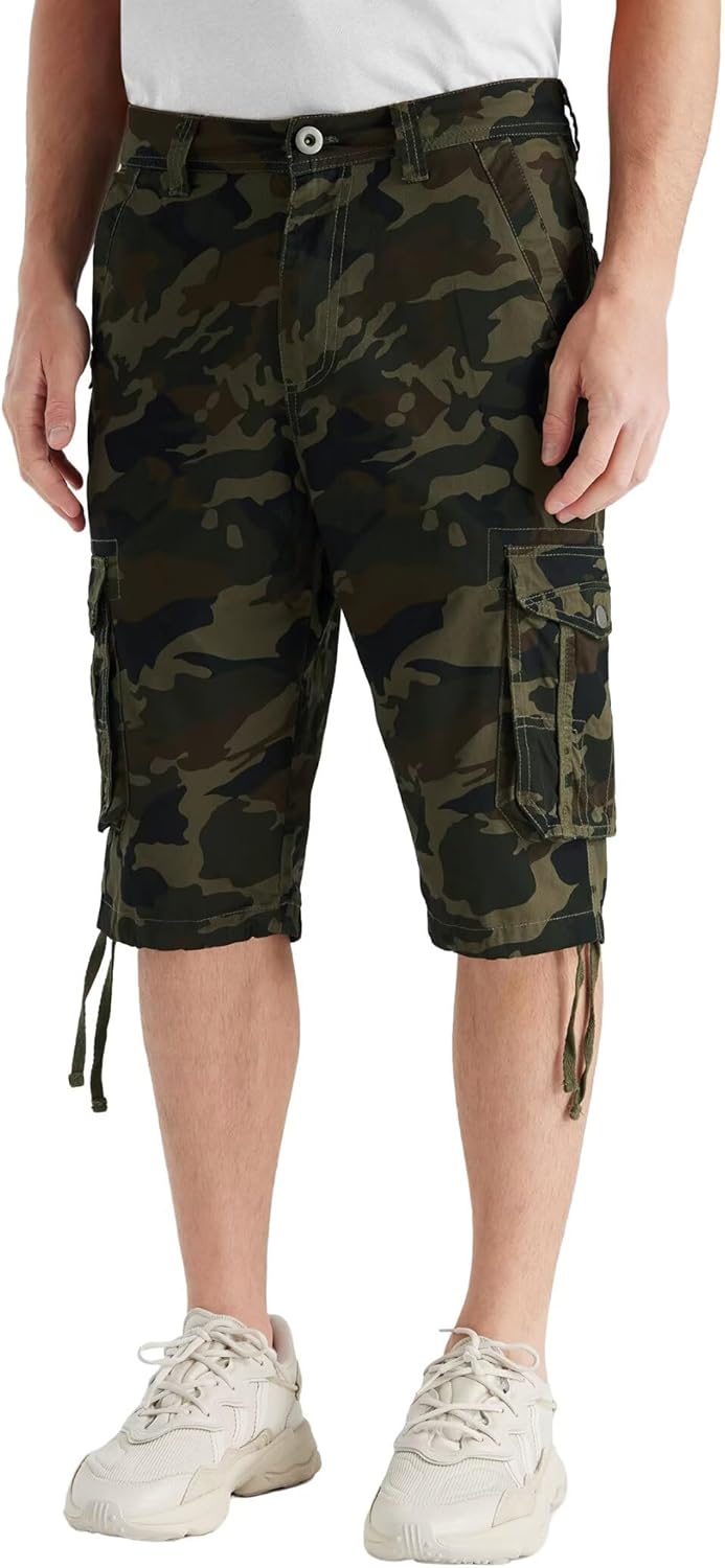 Men's Long Cargo Shorts Casual Below Knee Capri Shorts Relaxed Fit with Pockets - Picture 139 of 150