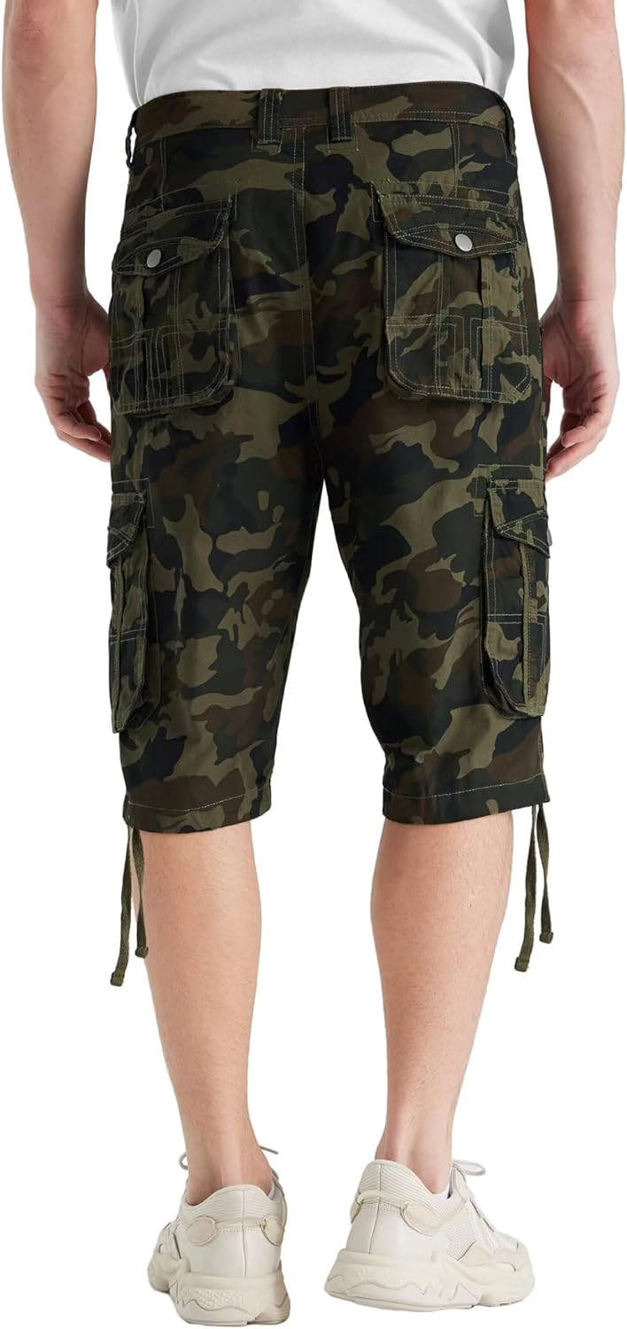 Men's Long Cargo Shorts Casual Below Knee Capri Shorts Relaxed Fit with Pockets - Picture 140 of 150