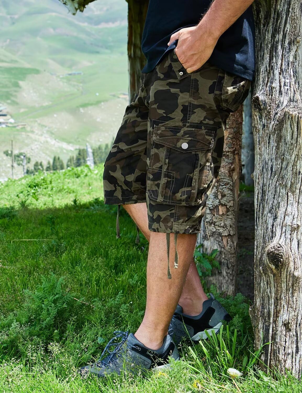 Men's Long Cargo Shorts Casual Below Knee Capri Shorts Relaxed Fit with Pockets - Picture 141 of 150
