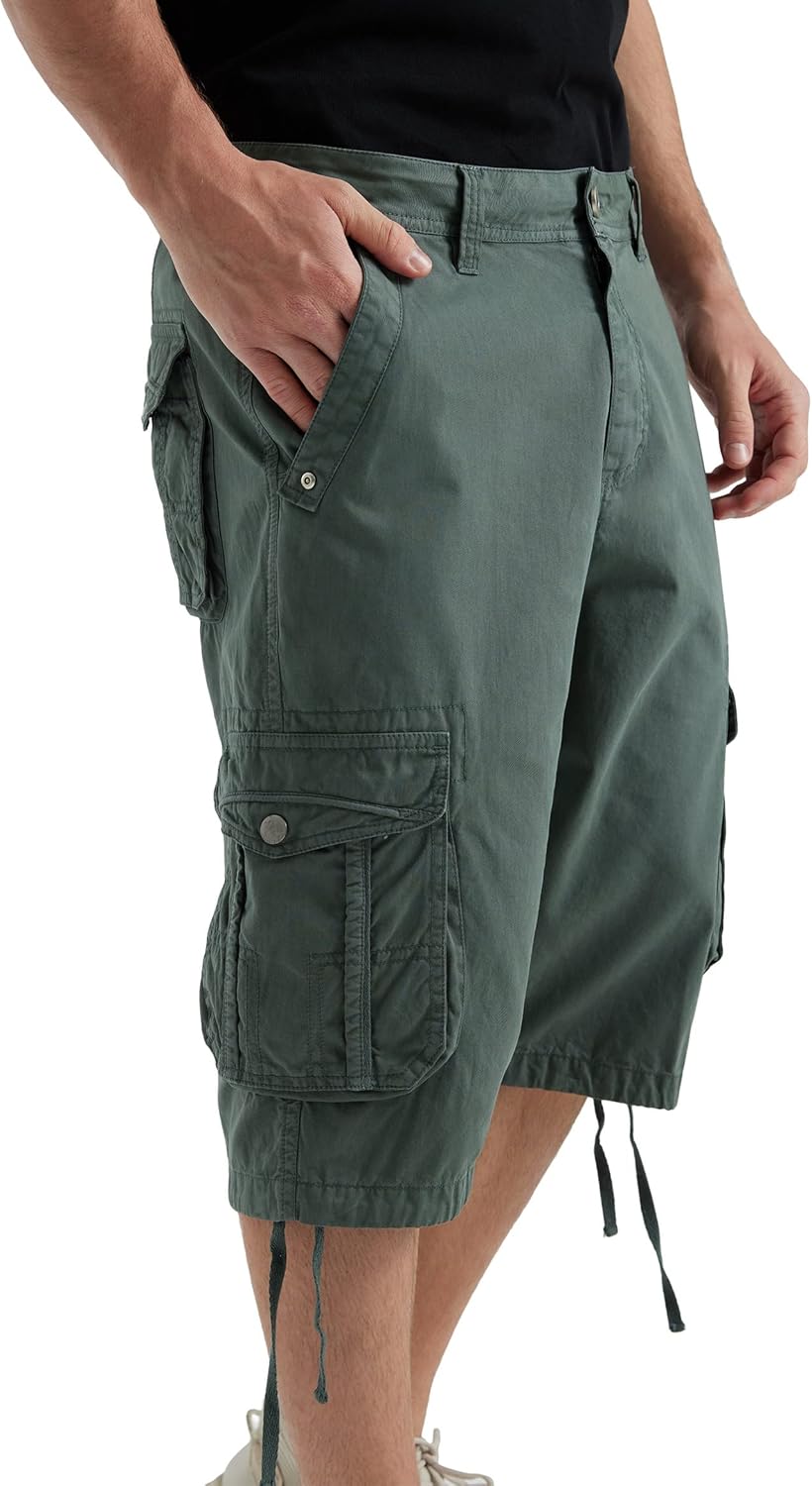 Men's Long Cargo Shorts Casual Below Knee Capri Shorts Relaxed Fit with Pockets - Picture 144 of 150