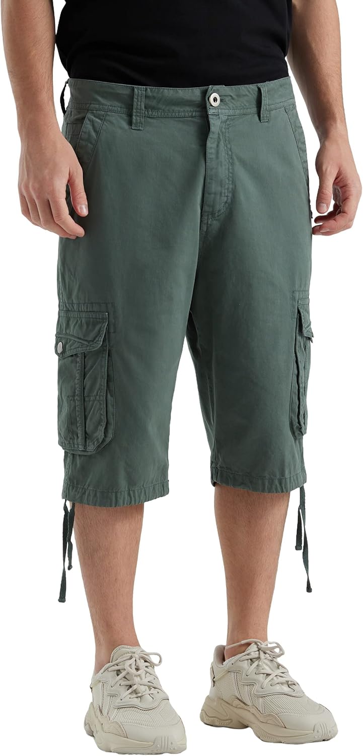 Men's Long Cargo Shorts Casual Below Knee Capri Shorts Relaxed Fit with Pockets - Picture 146 of 150