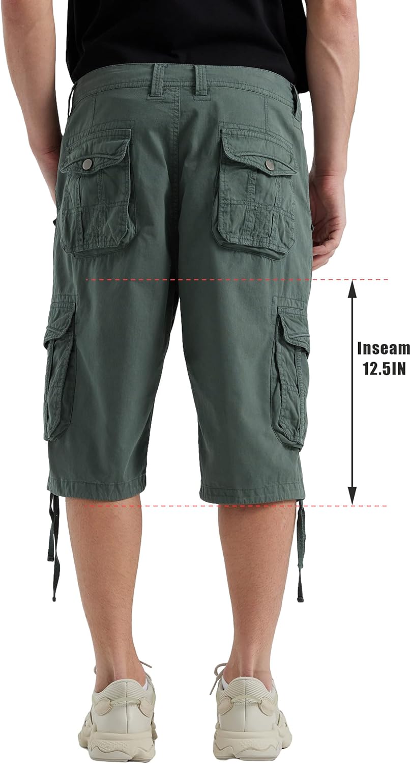 Men's Long Cargo Shorts Casual Below Knee Capri Shorts Relaxed Fit with Pockets - Picture 148 of 150